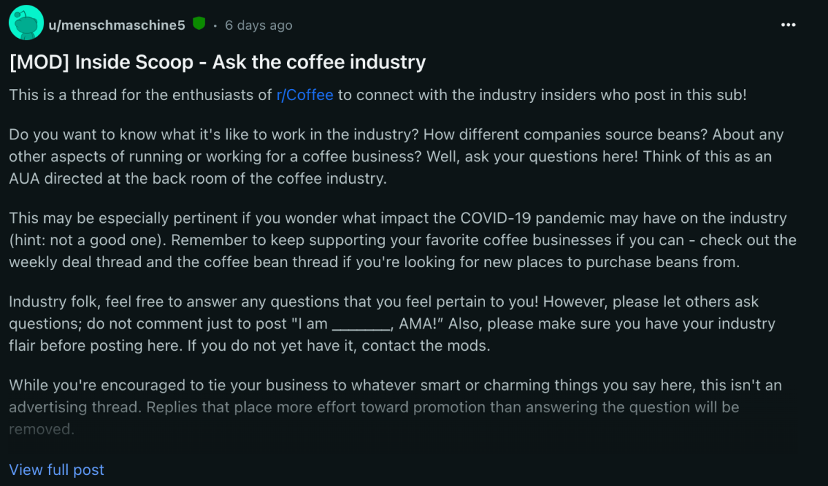 ask the coffee industry