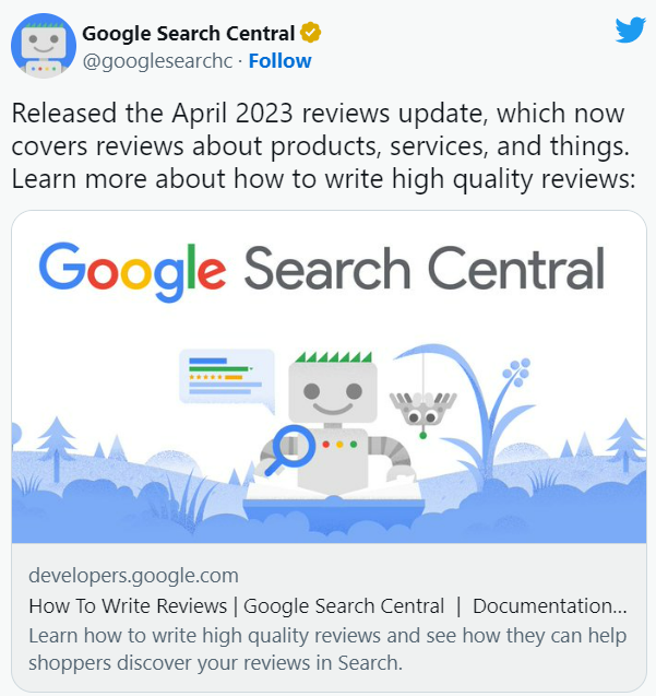 google review update april 2023